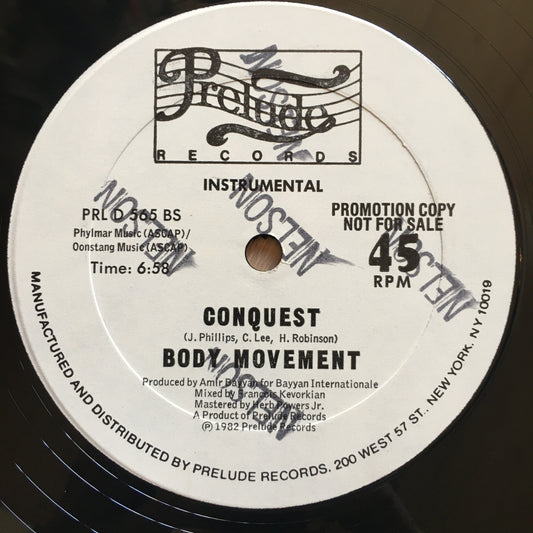 Conquest – Body Movement 12inch single label image inst