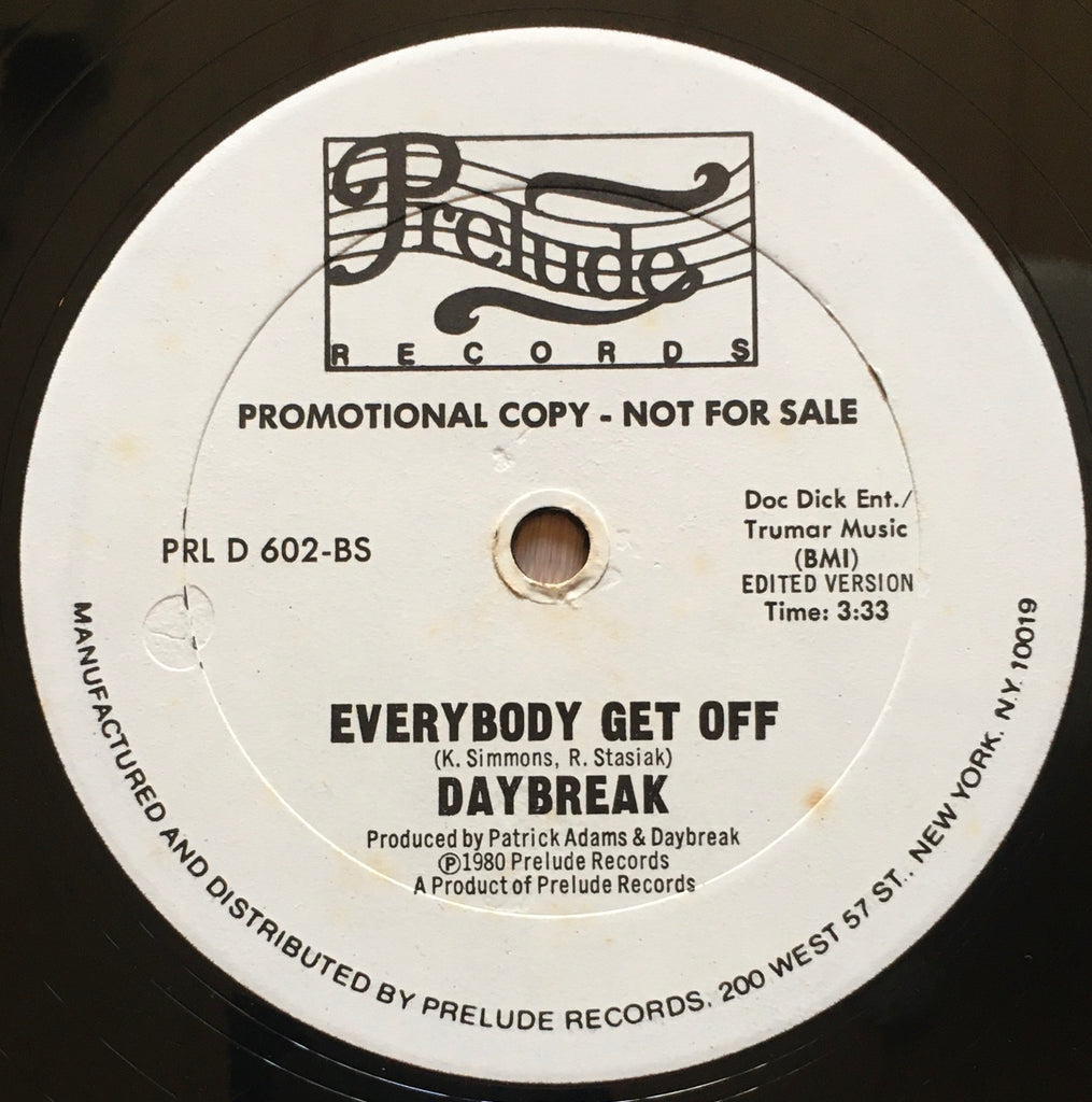 Daybreak ‎– Everybody Get Off 12inch single label image b