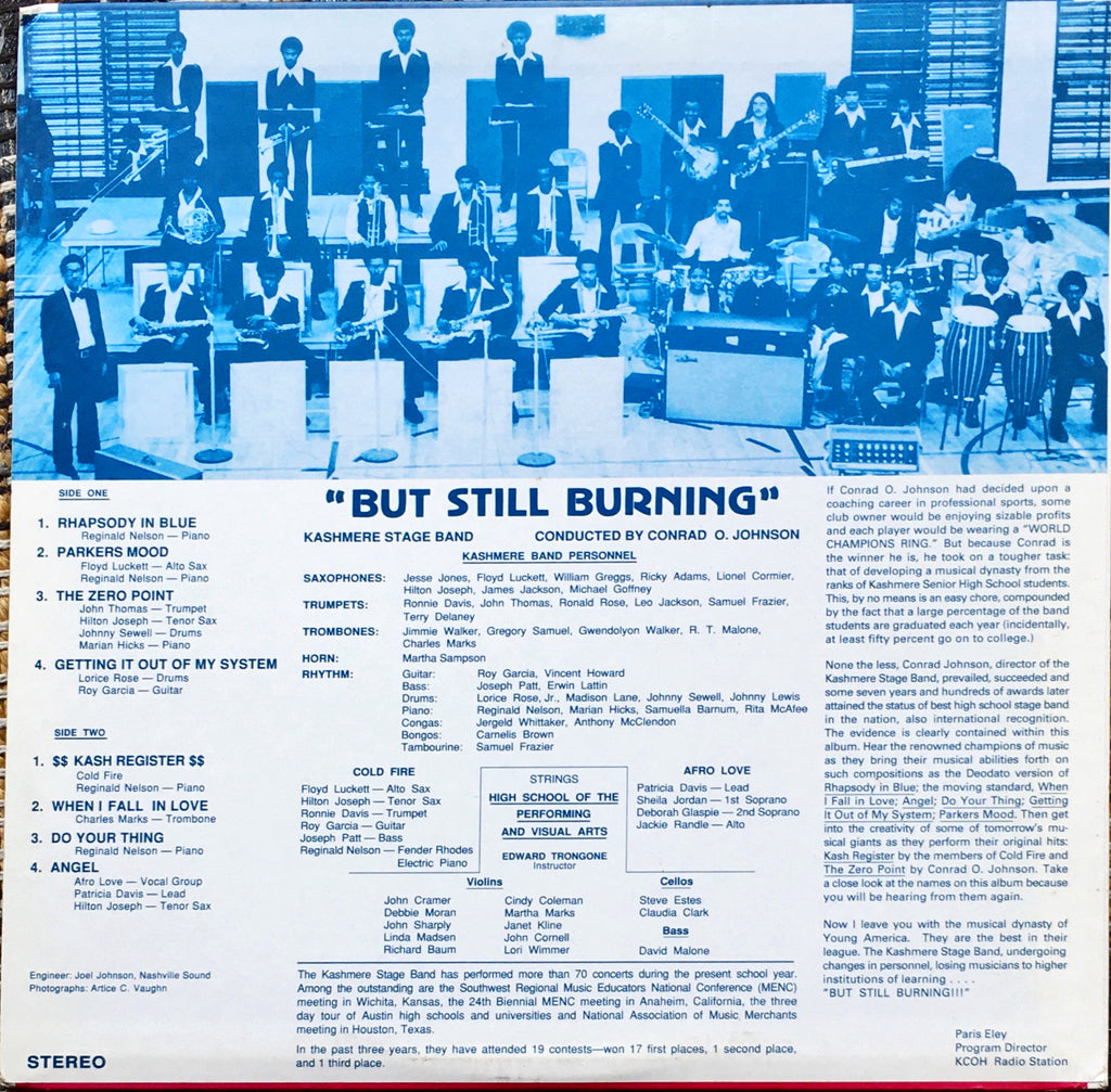 Kashmere Stage Band ‎– Out Of Gas "But Still Burning" LP sleeve image back