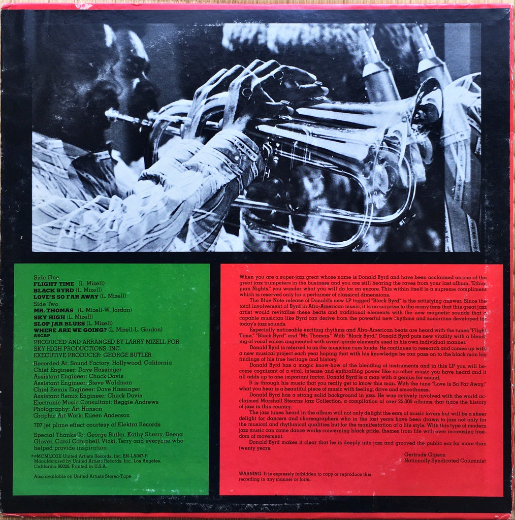 Donald Byrd ‎– Black Byrd LP sleeve image back