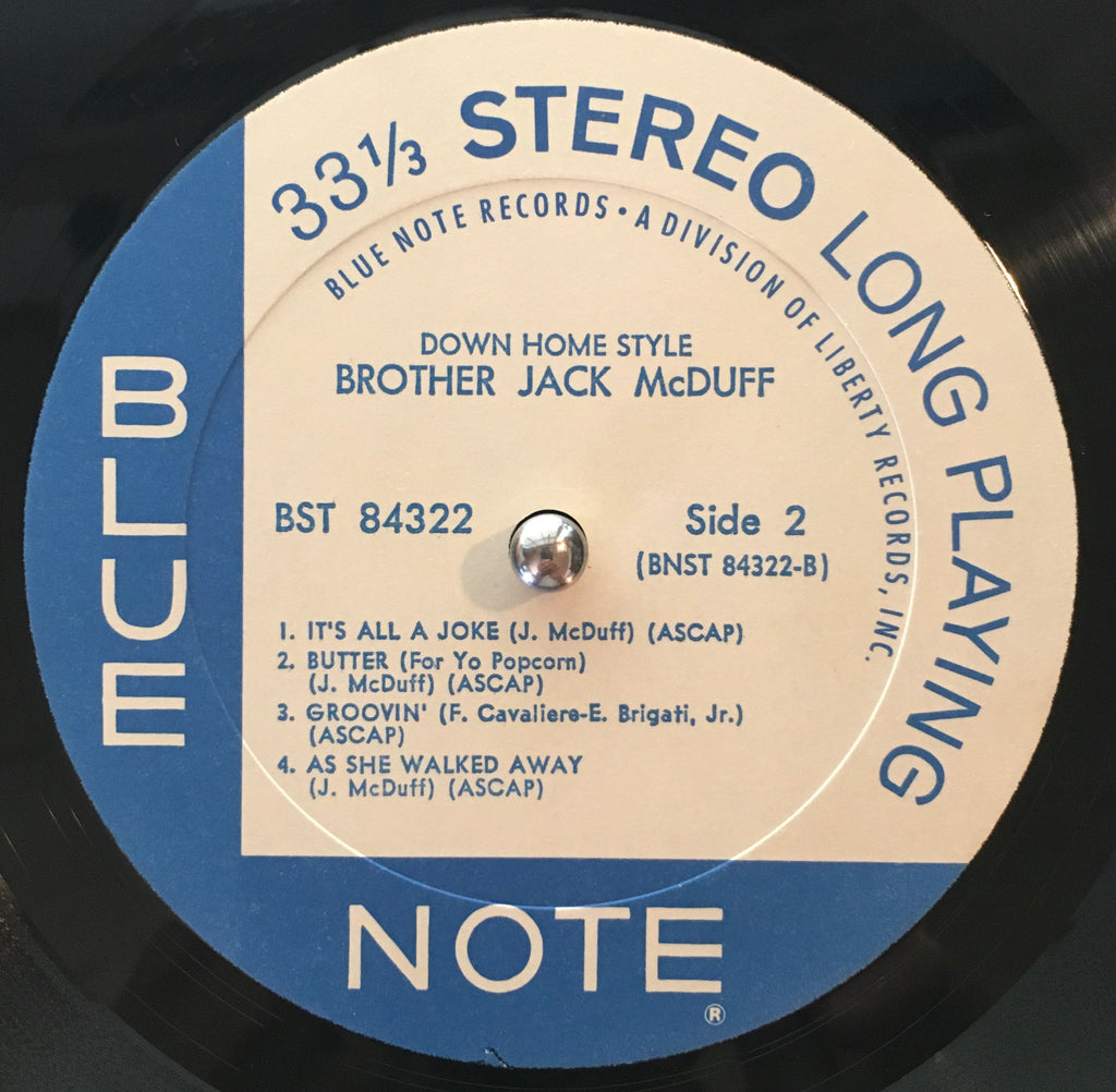 Brother Jack McDuff ‎– Down Home Style LP label image back