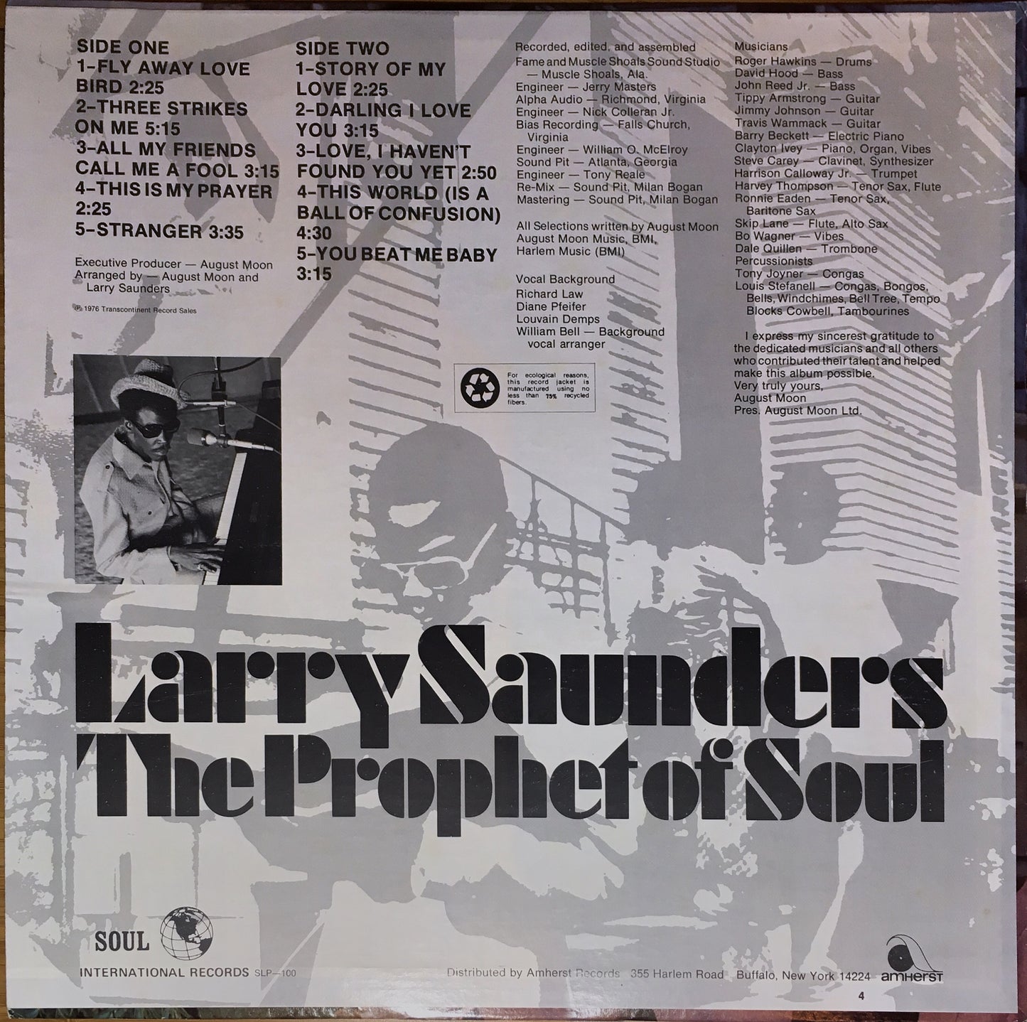 Larry Saunders The Prophet Of Soul ‎– Stranger - monads records