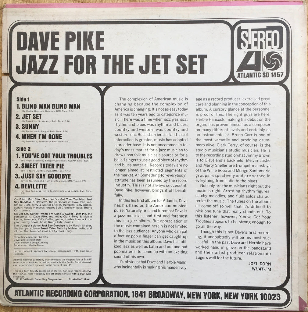Dave Pike ‎– Jazz For The Jet Set - monads records