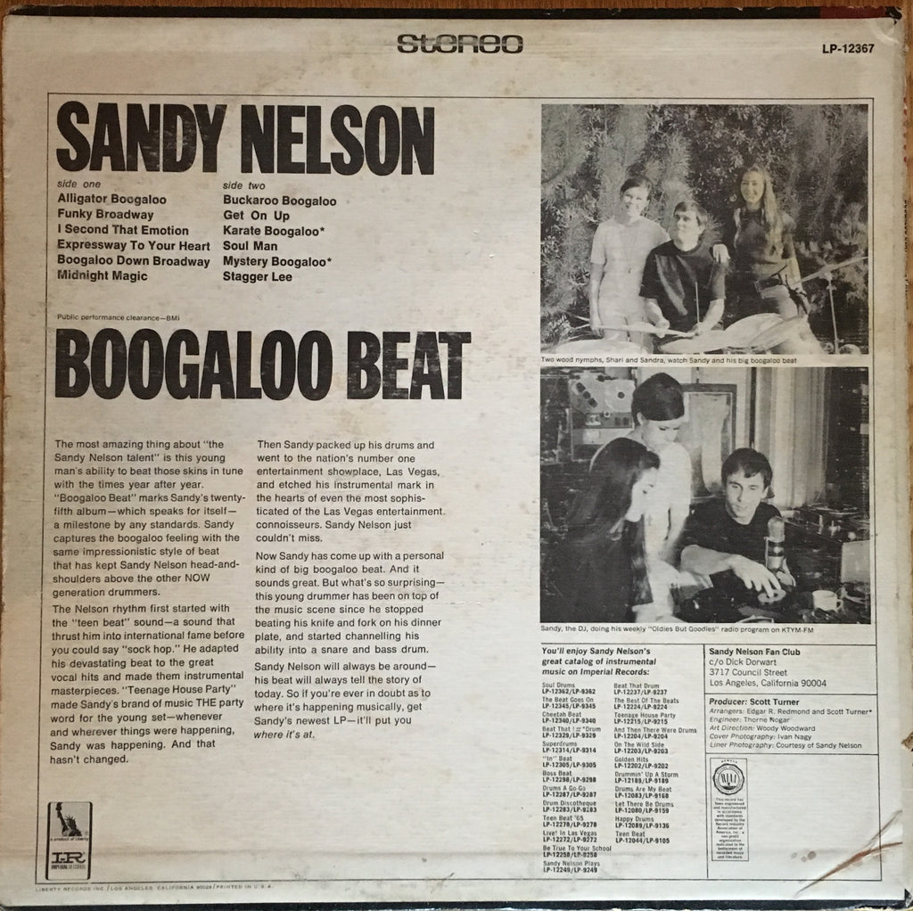 Sandy Nelson ‎– Boogaloo Beat - monads records