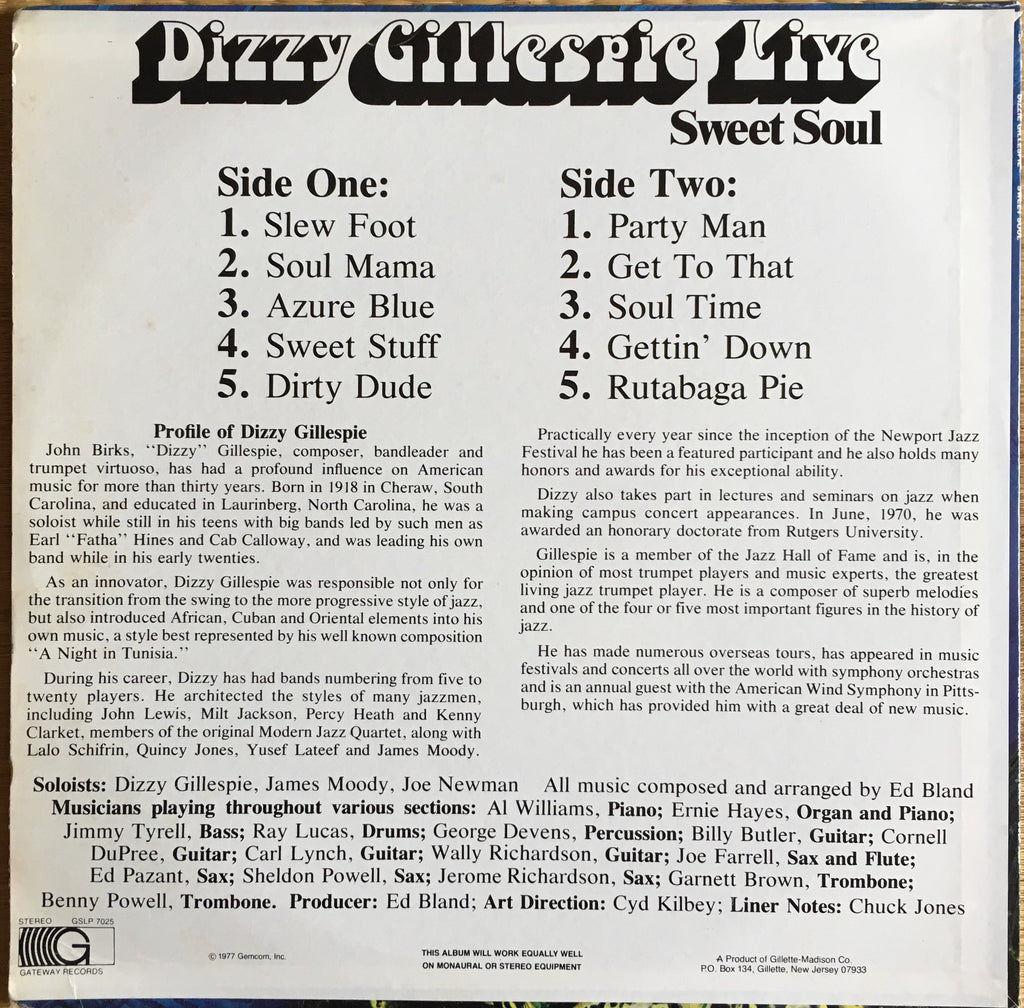 Dizzy Gillespie ‎– Sweet Soul - monads records