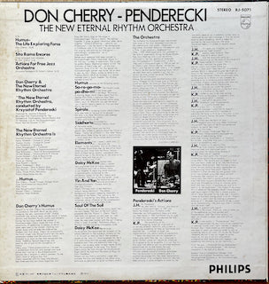Penderecki - Don Cherry & The New Eternal Rhythm Orchestra – Actions LP Sleeve Image back