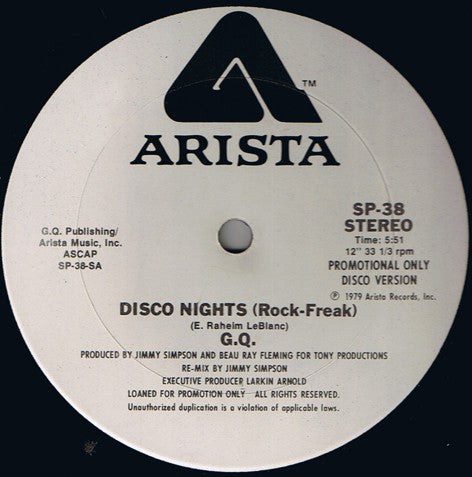 G.Q. ‎– Disco Nights (Rock-Freak) - monads records