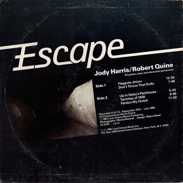 Jody Harris / Robert Quine ‎– Escape - monads records