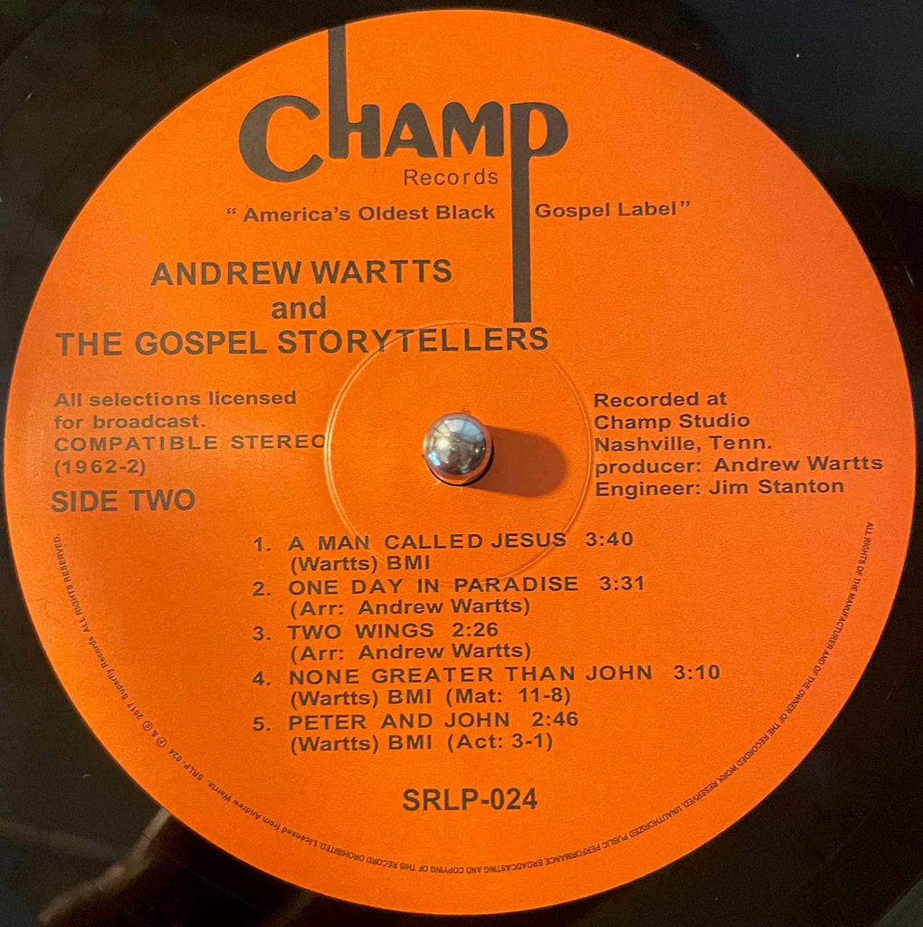 Andrew Wartts And The Gospel Storytellers – There Is A God Somewhere LP label image side two