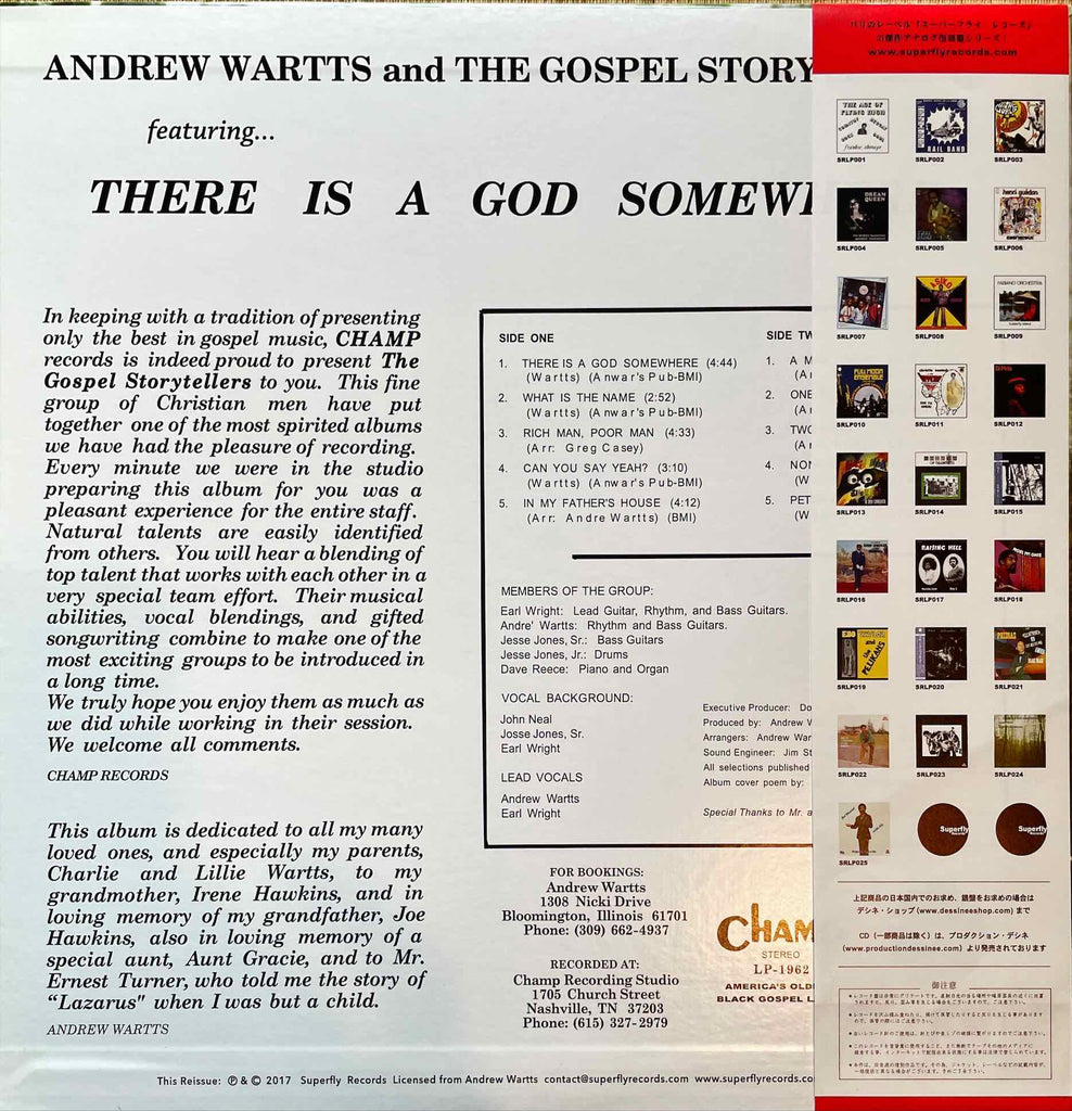 Andrew Wartts And The Gospel Storytellers – There Is A God Somewhere LP sleeve image back