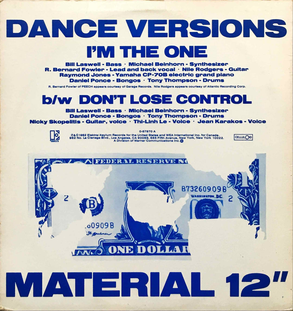 Material ‎– I'm The One-12inch single sleeve image back