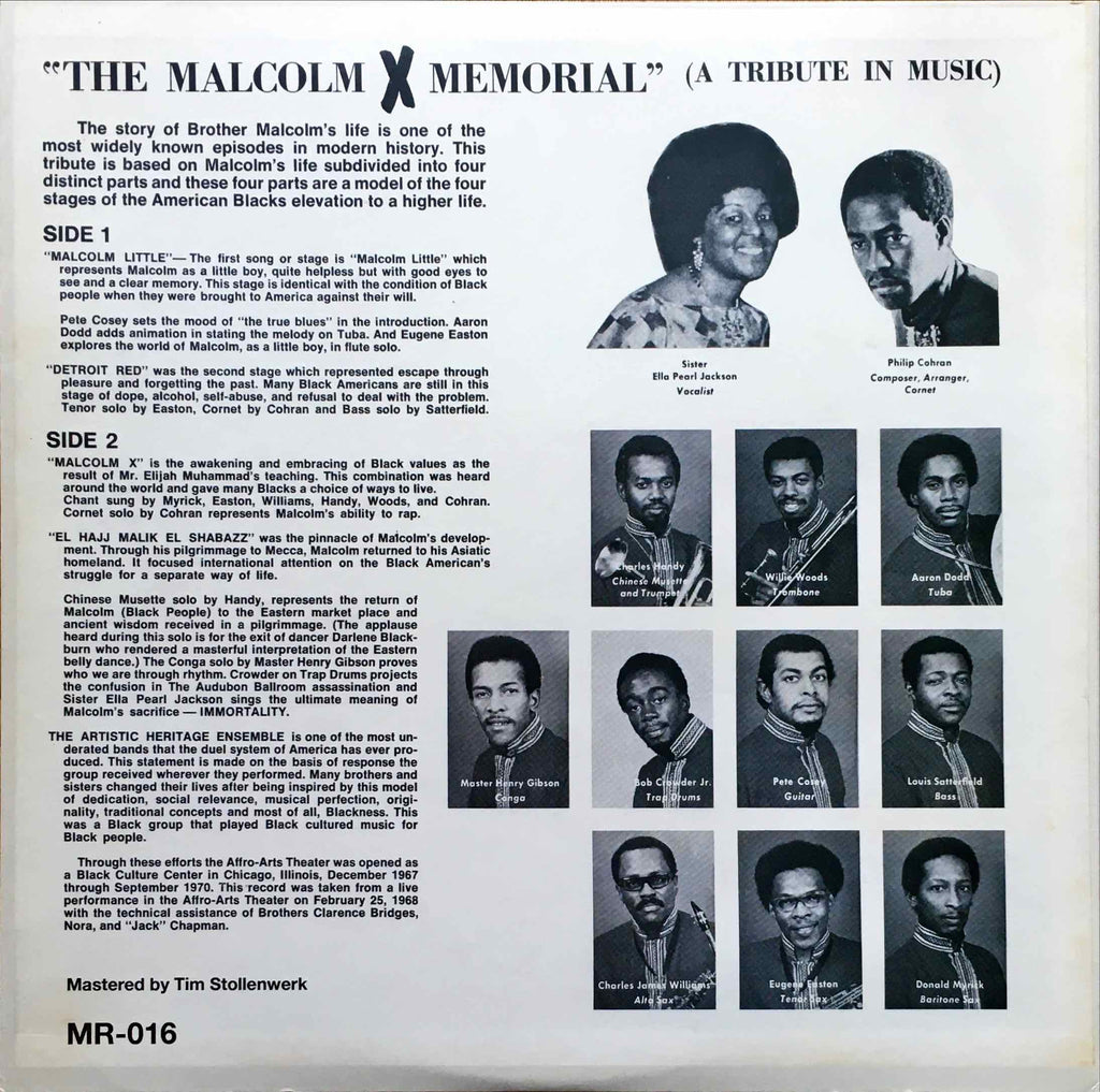 Philip Cohran And The Artistic Heritage Ensemble ‎– The Malcolm X Memorial (A Tribute In Music)-LP sleeve image back